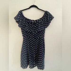 Lulu’s navy blue polka dot mini dress